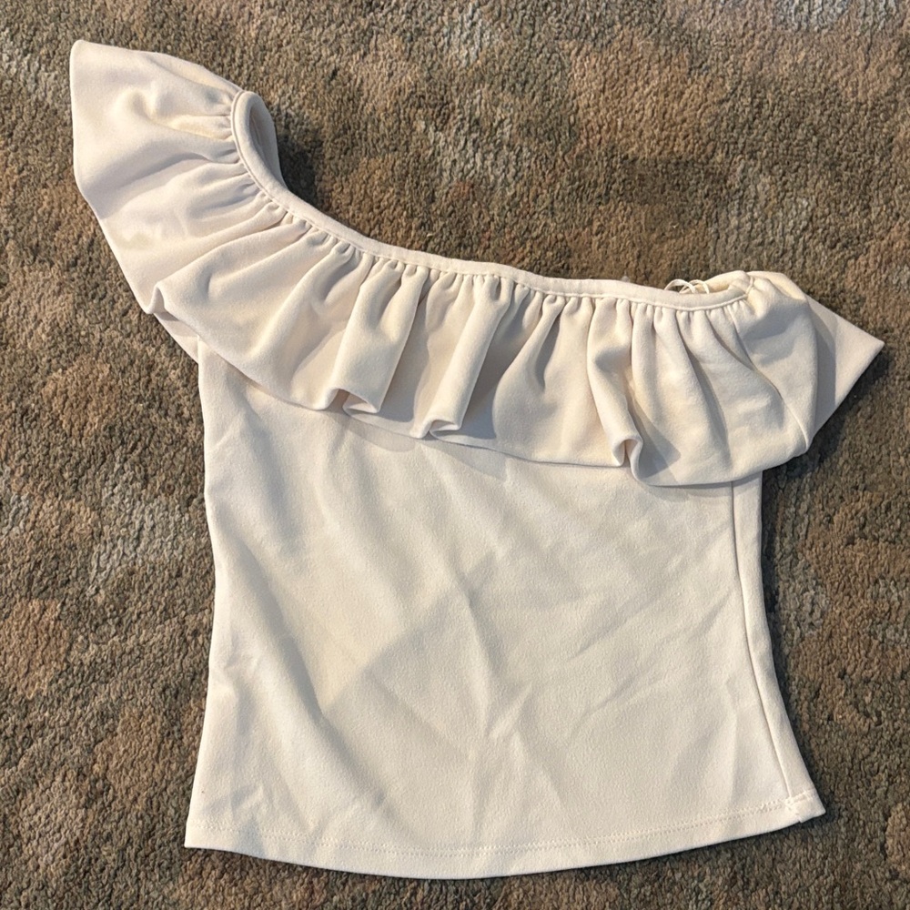 H&M Cream Ruffle Off-Shoulder Blouse